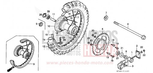 ROUE ARRIERE (RF/RG/RH/RJ/RK) CR80RF de 1985